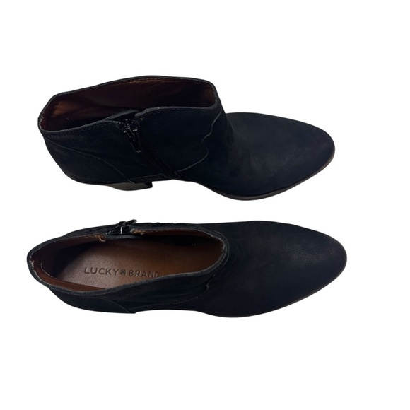 Lucky Brand Elle Ankle Boot Round Toe Black Leather Western Booties Size 9.5M - Picture 3 of 8